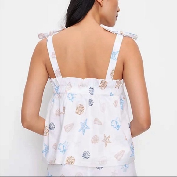 NWT Ann Taylor LOFT White Beach Print Tank Top Medium - Picture 2 of 8
